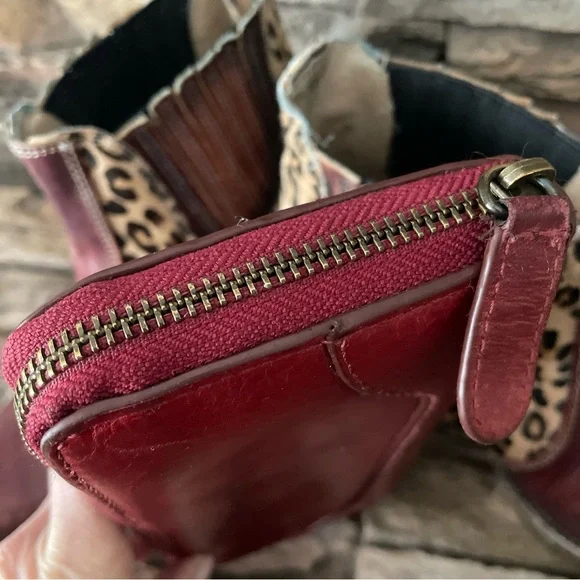 Frye Melissa Zip Around Wallet Distressed Leather -Burnt Apple- $158 - Picture 4 of 15